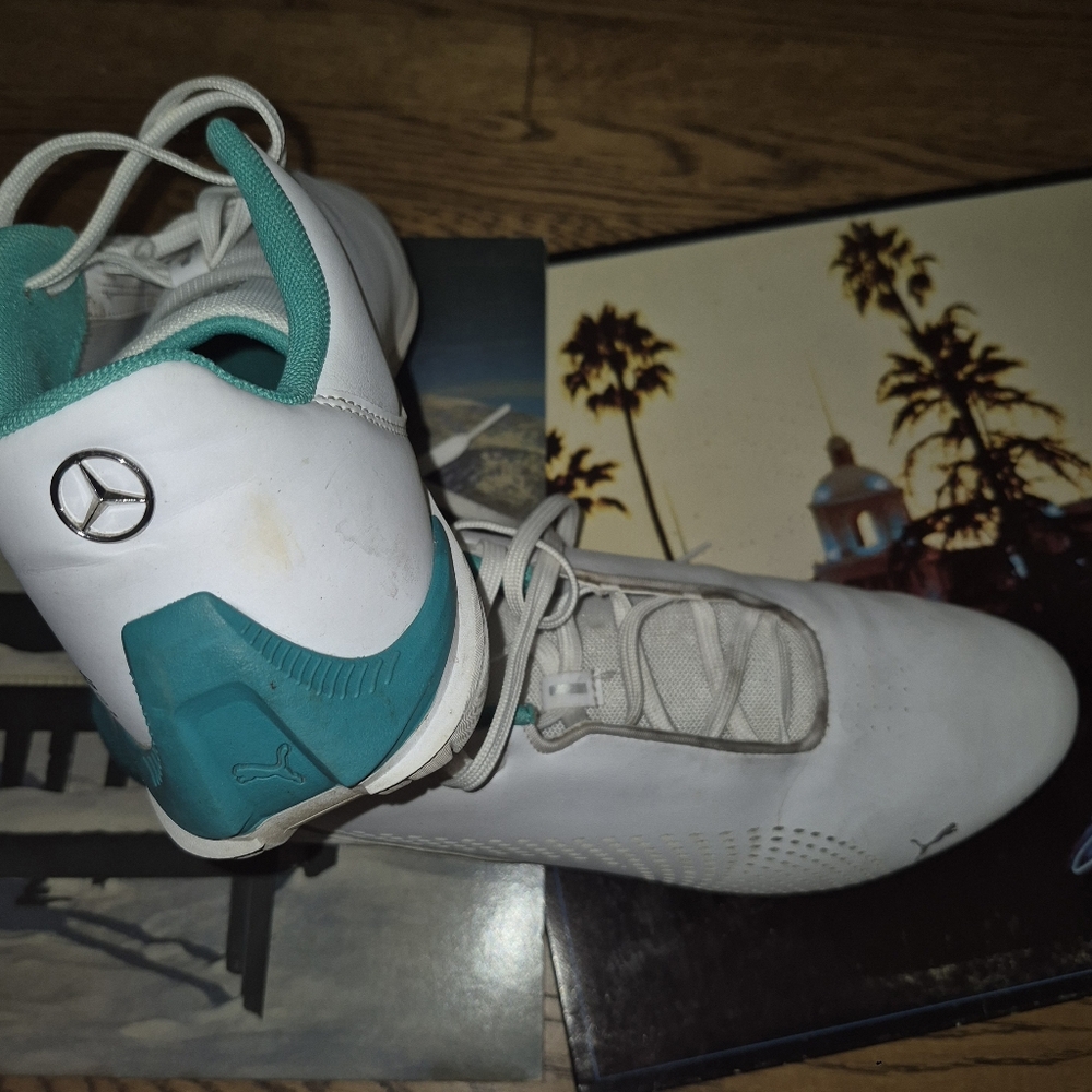 Puma White and Teal Athletic Shoes